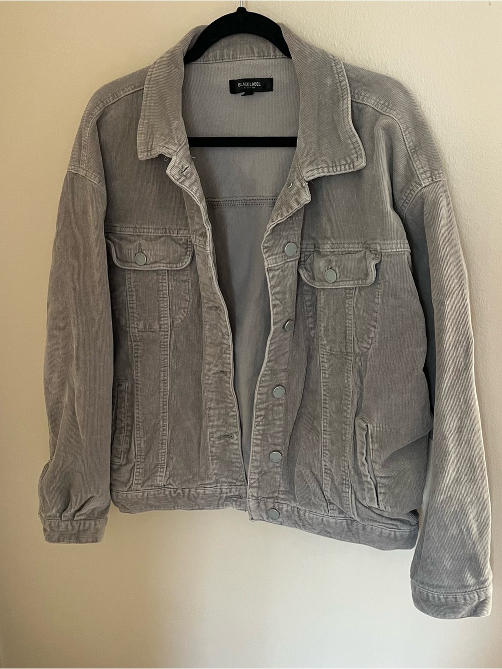 BLACK LABEL C'EST TOI Jacket Womens M Corduroy Trucker Button Front Stretch Gray